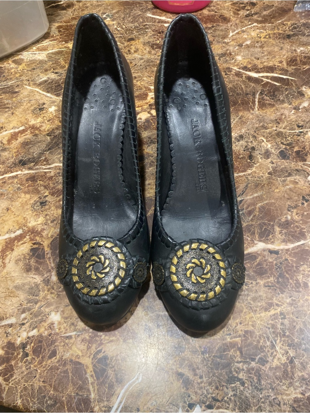 Jack Rogers Marlo Black Leather Pumps 6.5